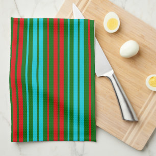 Groen Rood Blauw Strepen Patroon   Theedoek