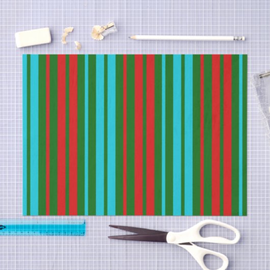 Groen Rood Blauw Strepen Patroon Tissuepapier (Craft)