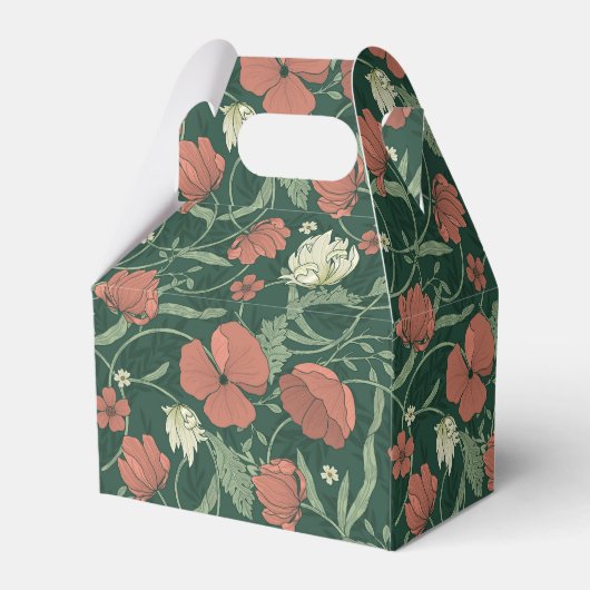 Groen Rood Bloemen Custom Merry Christmas Bedankdoosjes (Achterkant)