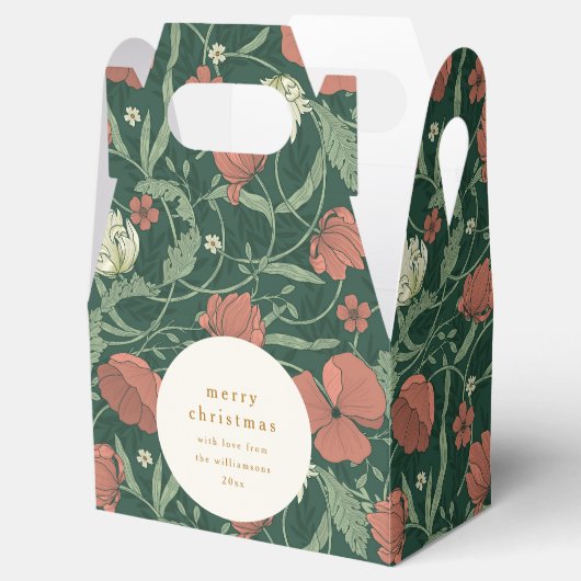  Groen Rood Bloemen Custom Merry Christmas Bedankdoosjes (Geopend)