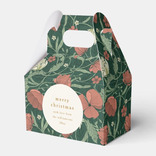  Groen Rood Bloemen Custom Merry Christmas Bedankdoosjes (Voorkant Zijde)