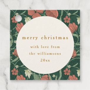 Groen Rood Bloemen Custom Merry Christmas Bedankjes Labels