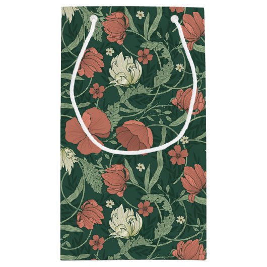  Groen Rood Bloemen Custom Merry Christmas Klein Cadeauzakje (Achterkant)
