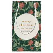  Groen Rood Bloemen Custom Merry Christmas Klein Cadeauzakje (Voorkant)