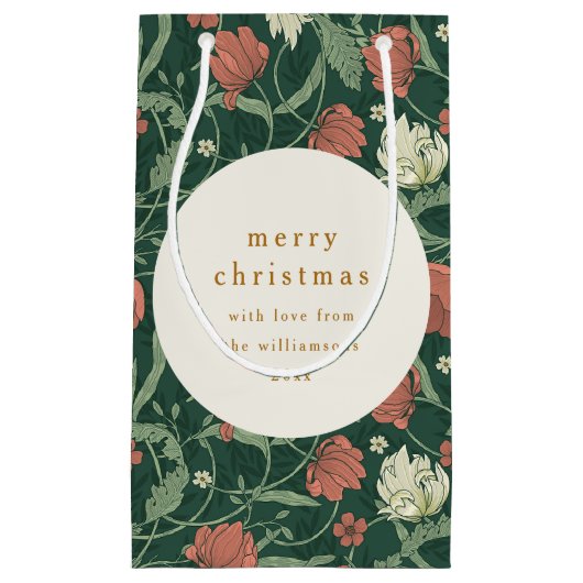  Groen Rood Bloemen Custom Merry Christmas Klein Cadeauzakje (Voorkant)