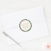  Groen Rood Bloemen Custom Merry Christmas Ronde Sticker (Envelop)