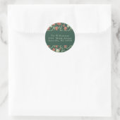  Groen Rood Bloemen Kerstmis Retouradres Ronde Sticker (Tas)