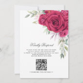 Groen Rood Bloemen QR Code Moslim Bruiloft Kaart (Achterkant)