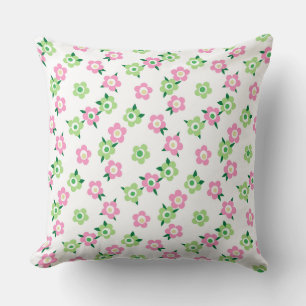Groen rood bloemmotief retro jaren zestig kussen