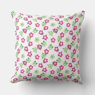 Groen rood bloempatroon retro jaren zestig kussen