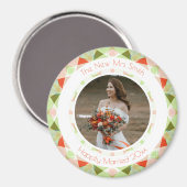  Groen Rood Bruiloft Keepsake Foto Gift Magneet (Voorkant / Achterkant)