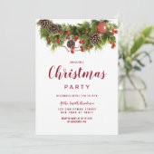 Groen rood bruin Kerstmis bessen bloemenkrans Kaart (Staand voorkant)