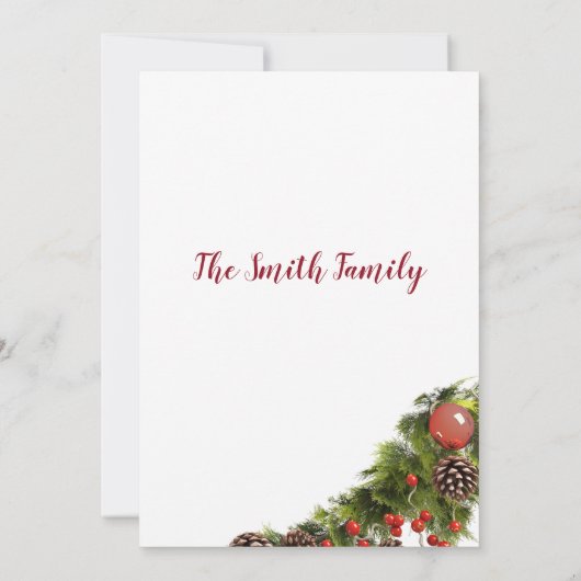 Groen rood bruin Kerstmis bessen bloemenkrans Kaart (Achterkant)