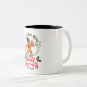 Groen Rood Cartoon Leuk Gingerbread Karakter Tweekleurige Koffiemok (Voorkant rechts)