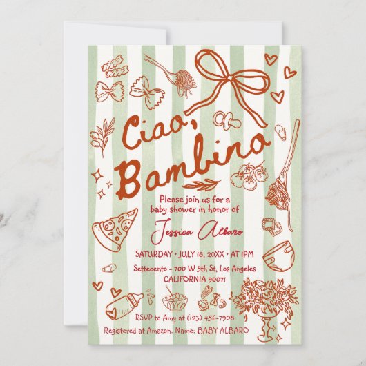 Groen Rood Ciao Bambino Italiaans Kaart (Voorkant)