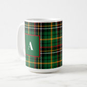 Groen Rood Classic Christmas Plaid Monogram Initia Koffiemok (Voorkant links)