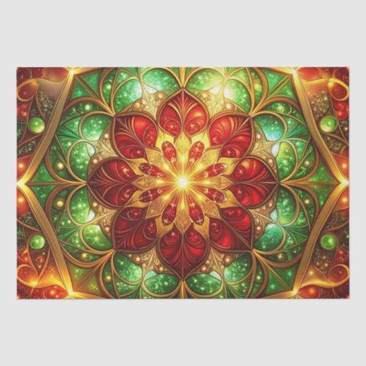 Groen Rood Decoratief Feestelijk Tissuepapier (Voorkant)