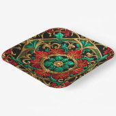 Groen Rood Decoratief Kerst Vakantiepapier Bord (Gebogen)