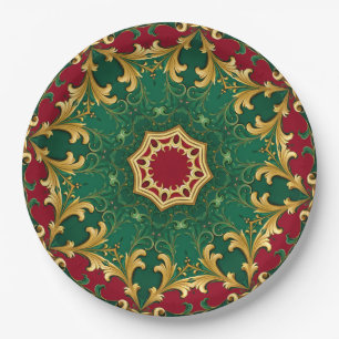 Groen Rood Decoratief Kerst Vakantiepapier Bord