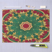 Groen rood decoratief vakantieweefsel papier (Craft)