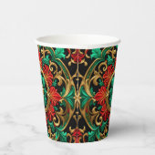 Groen Rood Decoratieve Kerst Vakantie Papier Cups Papieren Bekers (Rechts)