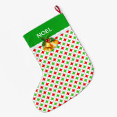 Groen & Rood Diamond Star-patroon op witte grote c Grote Kerstsok (Achterkant (Hangend))