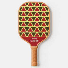 Groen Rood Driehoek Geometrisch Patroon Gepersonal Pickleball Paddle