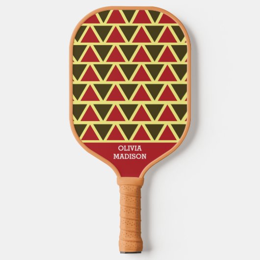 Groen Rood Driehoek Geometrisch Patroon Gepersonal Pickleball Paddle (Voorkant)