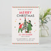 Groen Rood Eenvoudige Vrolijke Kerstuitnodiging Kaart (Staand voorkant)