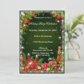 Groen Rood  Eet Drink Feestelijk Kerstfeest Partij Kaart (Staand voorkant)