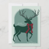 Groen Rood Elegant Stag Kerst Kaart (Voorkant)