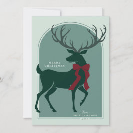 Groen Rood Elegant Stag Kerst Kaart