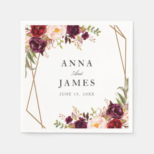 groen rood en bloesem servet