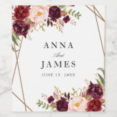 groen rood en bloesem wijn etiket (Enkel label)