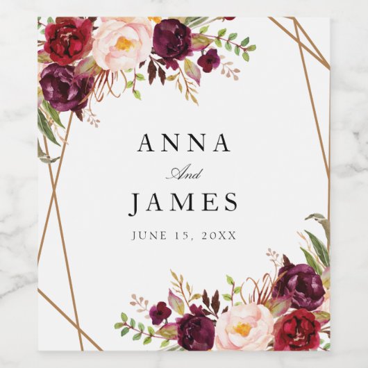 groen rood en bloesem wijn etiket (Enkel label)