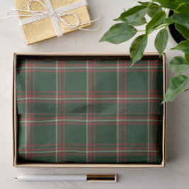Groen, rood en crèmekleurig Schots erfgoed-tartan  Tissuepapier