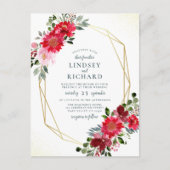 Groen, rood en dubbelzinnig roze goudweddenschap uitnodiging briefkaart (Voorkant)