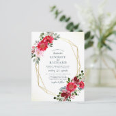 Groen, rood en dubbelzinnig roze goudweddenschap uitnodiging briefkaart (Staand voorkant)