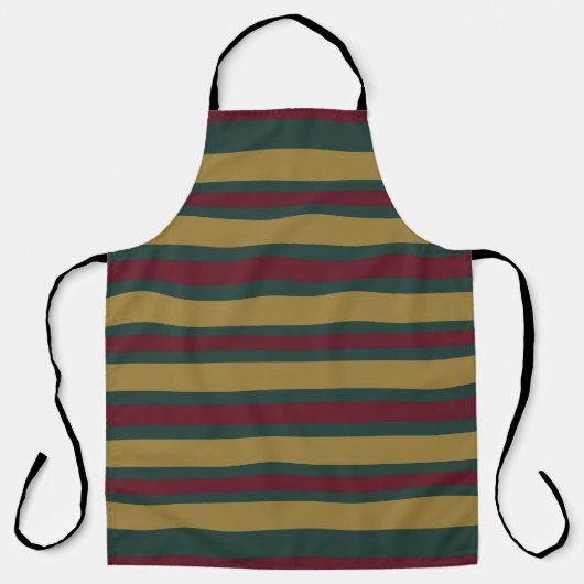 Groen Rood En Goud Kerst Kerstsnoep Gestreept Schort (Voorkant)