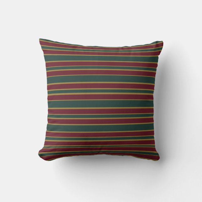 Groen Rood En Goud Kerst Kerststrook Kussen (Voorkant)