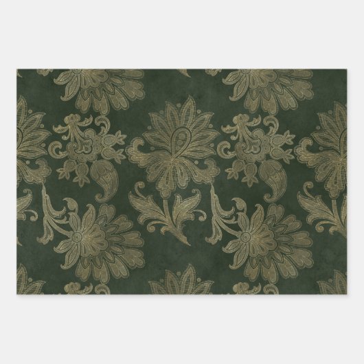 Groen, rood en goudpleister inpakpapier vel (Voorkant 2)