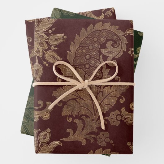 Groen, rood en goudpleister inpakpapier vel (In situ)