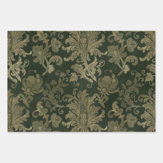 Groen, rood en goudpleister inpakpapier vel (Voorkant 3)