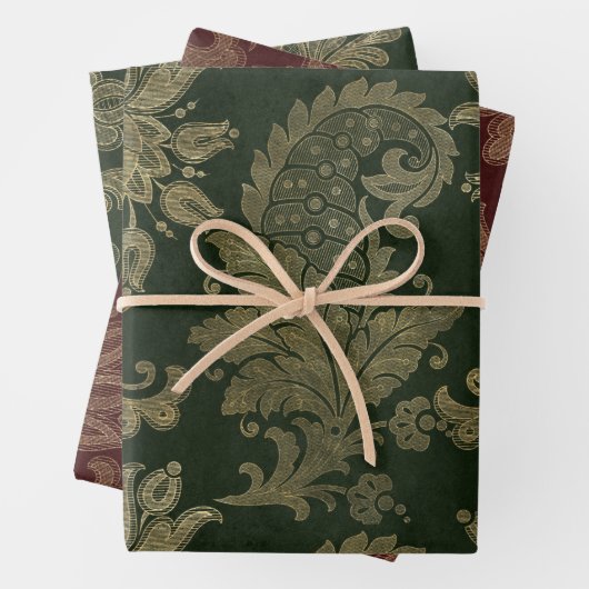 Groen, rood en goudpleister inpakpapier vel (In situ)