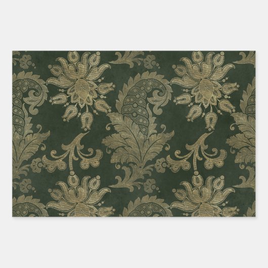 Groen, rood en goudpleister inpakpapier vel (Voorkant)