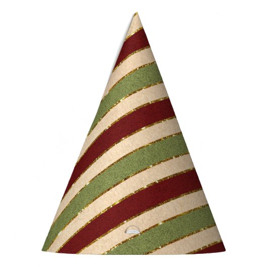 Groen, Rood en oude Folie Gestreept Kerstpatroon Feesthoedjes (Links)