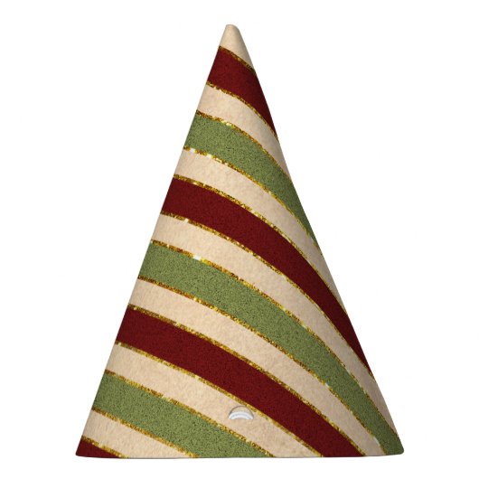 Groen, Rood en oude Folie Gestreept Kerstpatroon Feesthoedjes (Rechts)