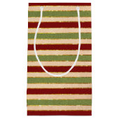 Groen, Rood en oude Folie Gestreept Kerstpatroon Klein Cadeauzakje (Voorkant)