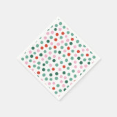 Groen Rood en Roze Kinder Confetti Kerstfeest Servet (Hoek)