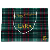 Groen, rood en wit geplakt kerstgebruik groot cadeauzakje (Voorkant)